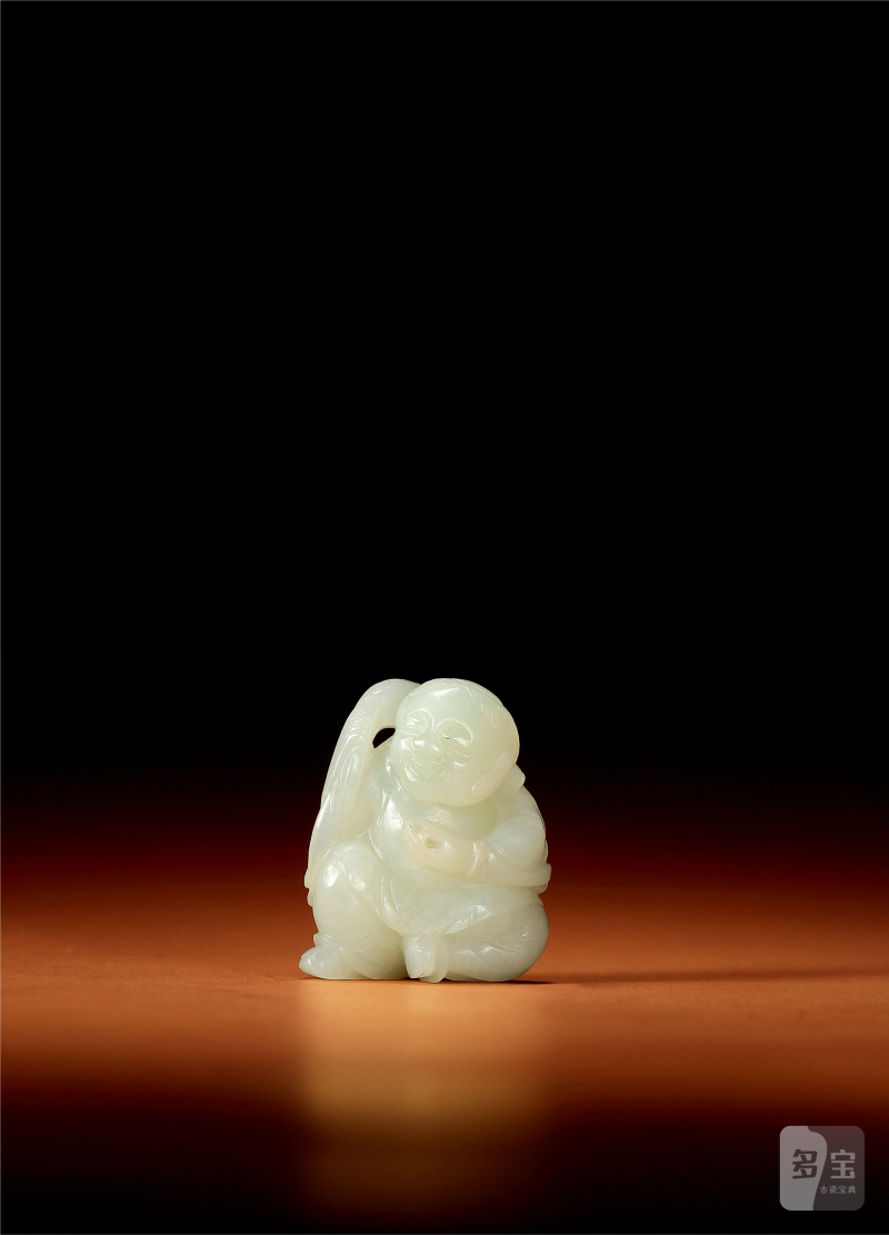 清·白玉刘海撒钱把件